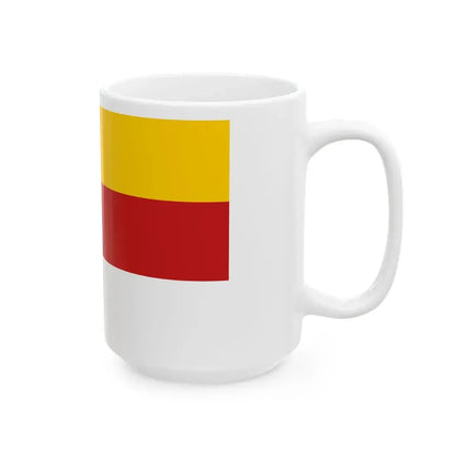 POL powiat kluczborski flag bez herbu (Poland) White Coffee Mug - Go Mug Yourself