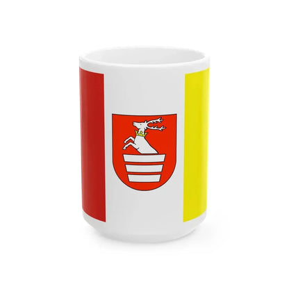 POL powiat krasnicki flag (Poland) White Coffee Mug 15oz - Go Mug Yourself