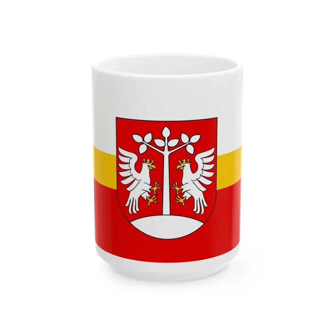 POL powiat myslenicki flag (Poland) White Coffee Mug 15oz - Go Mug Yourself