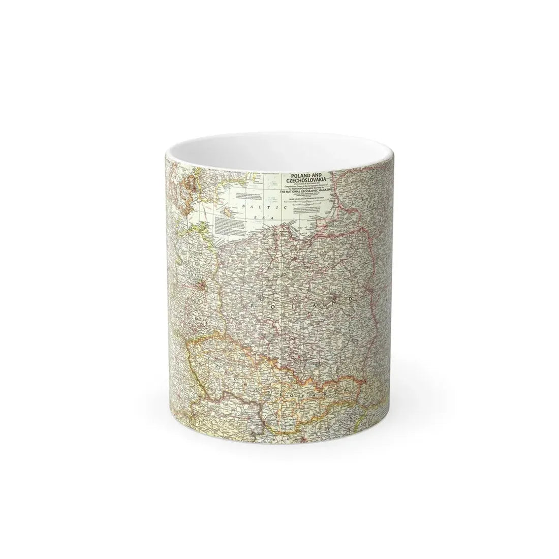 Poland and Czechoslovakia (1958) (Map) Color Changing Mug 11oz Default Title 11oz - Go Mug Yourself