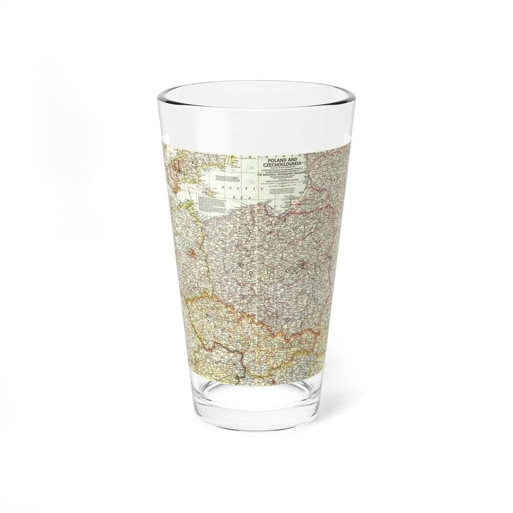 Poland and Czechoslovakia (1958) (Map) Pint Glass 16oz-16oz-Go Mug Yourself