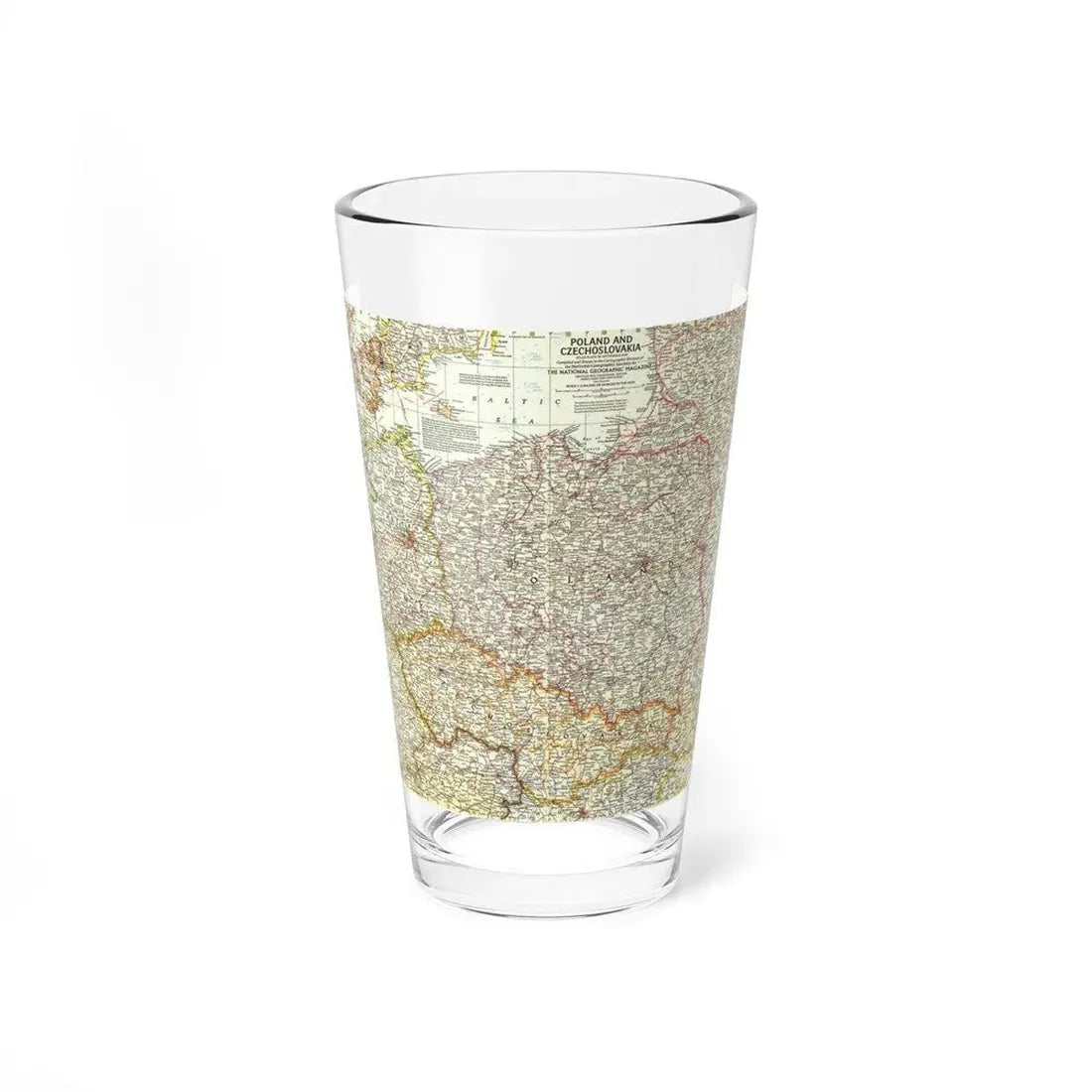 Poland and Czechoslovakia (1958) (Map) Pint Glass 16oz 16oz - Go Mug Yourself