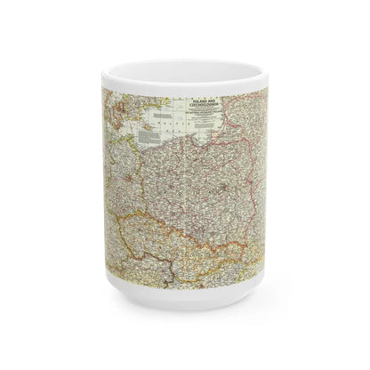 Poland and Czechoslovakia (1958) (Map) White Coffee Mug-15oz-Go Mug Yourself