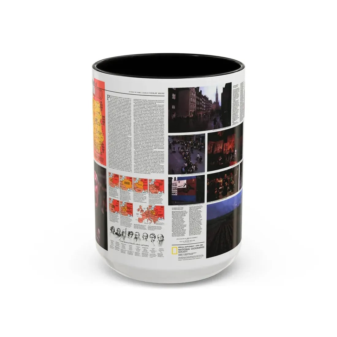 Poland - The Face and Faith 1 (1982) (Map) Accent Coffee Mug 15oz Black - Go Mug Yourself