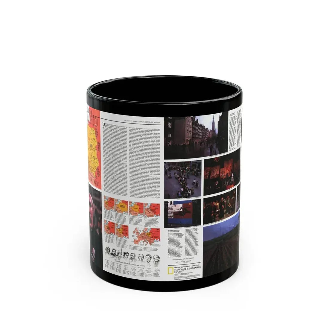 Poland - The Face and Faith 1 (1982) (Map) Black Coffee Mug 11oz - Go Mug Yourself
