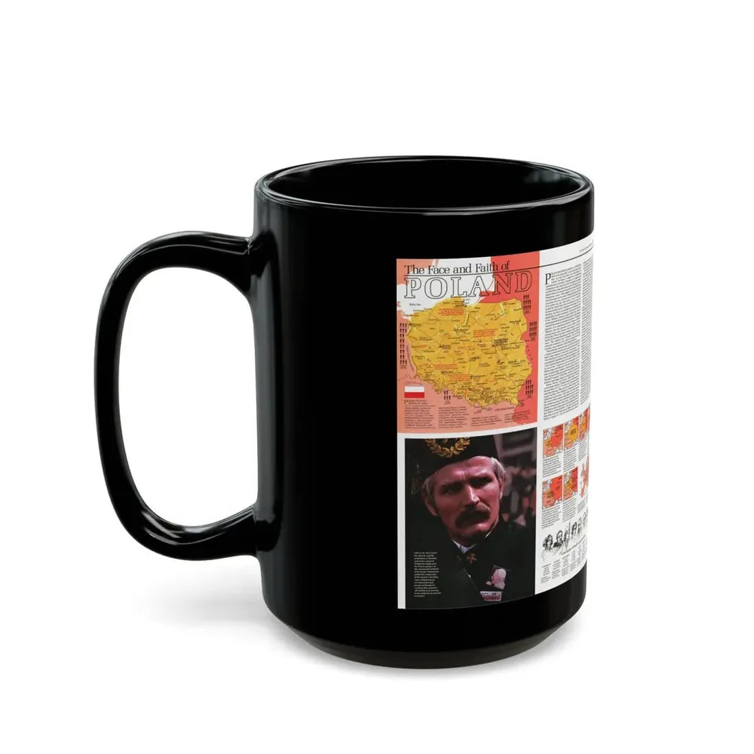 Poland - The Face and Faith 1 (1982) (Map) Black Coffee Mug - Go Mug Yourself