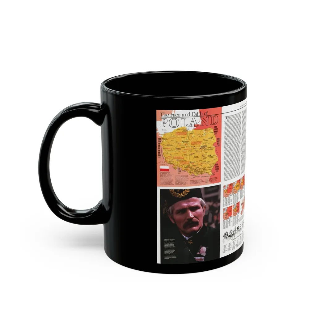 Poland - The Face and Faith 1 (1982) (Map) Black Coffee Mug-Go Mug Yourself