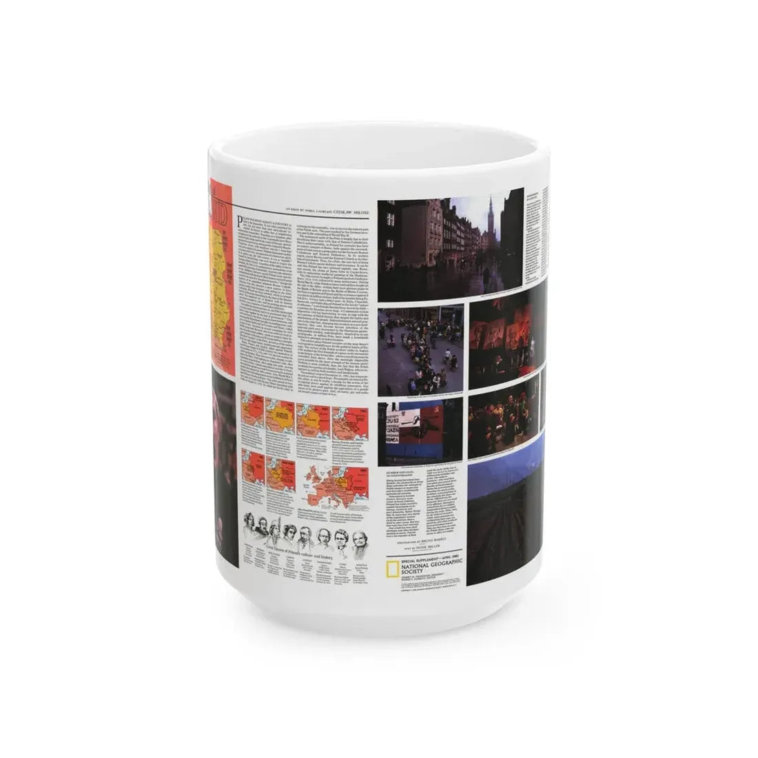 Poland - The Face and Faith 1 (1982) (Map) White Coffee Mug 15oz - Go Mug Yourself
