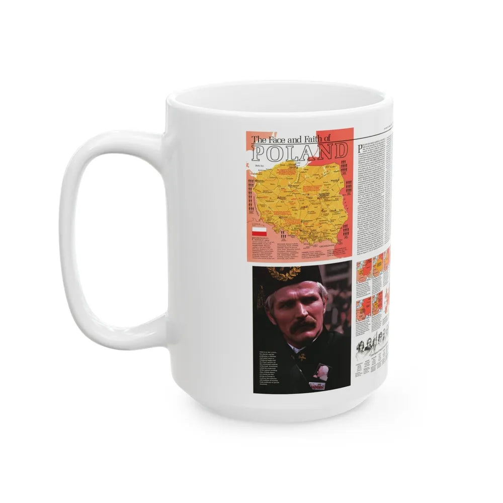 Poland - The Face and Faith 1 (1982) (Map) White Coffee Mug-Go Mug Yourself