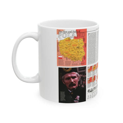 Poland - The Face and Faith 1 (1982) (Map) White Coffee Mug-Go Mug Yourself