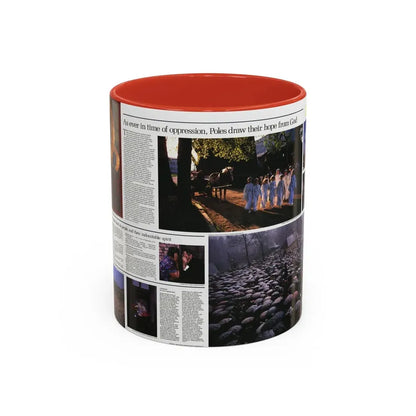 Poland - The Face and Faith 2 (1982) (Map) Accent Coffee Mug 11oz Red - Go Mug Yourself