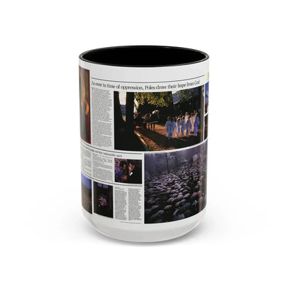 Poland - The Face and Faith 2 (1982) (Map) Accent Coffee Mug 15oz Black - Go Mug Yourself