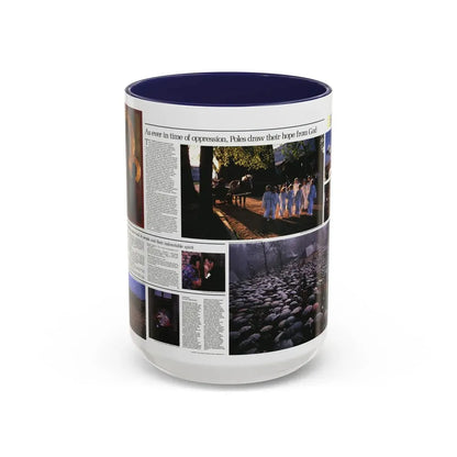 Poland - The Face and Faith 2 (1982) (Map) Accent Coffee Mug 15oz Navy - Go Mug Yourself