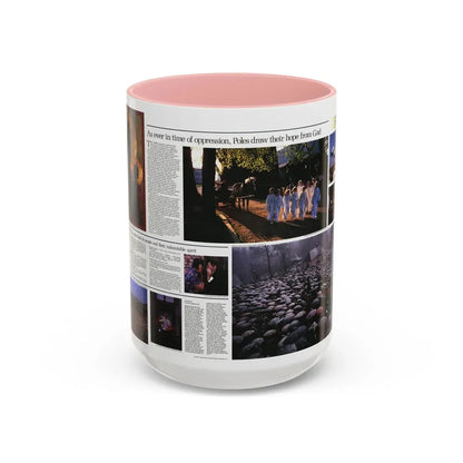 Poland - The Face and Faith 2 (1982) (Map) Accent Coffee Mug 15oz Pink - Go Mug Yourself