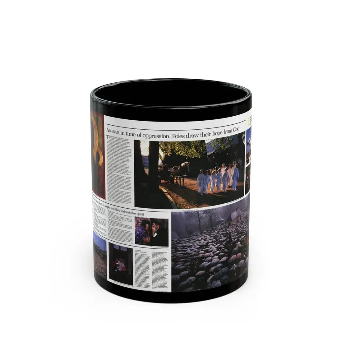 Poland - The Face and Faith 2 (1982) (Map) Black Coffee Mug 11oz - Go Mug Yourself