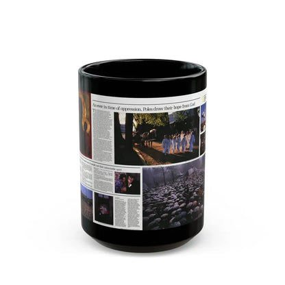 Poland - The Face and Faith 2 (1982) (Map) Black Coffee Mug 15oz - Go Mug Yourself