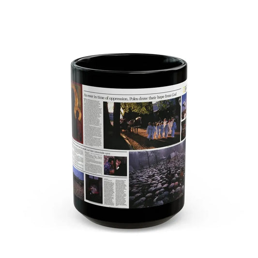 Poland - The Face and Faith 2 (1982) (Map) Black Coffee Mug 15oz - Go Mug Yourself