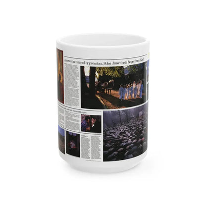Poland - The Face and Faith 2 (1982) (Map) White Coffee Mug 15oz - Go Mug Yourself
