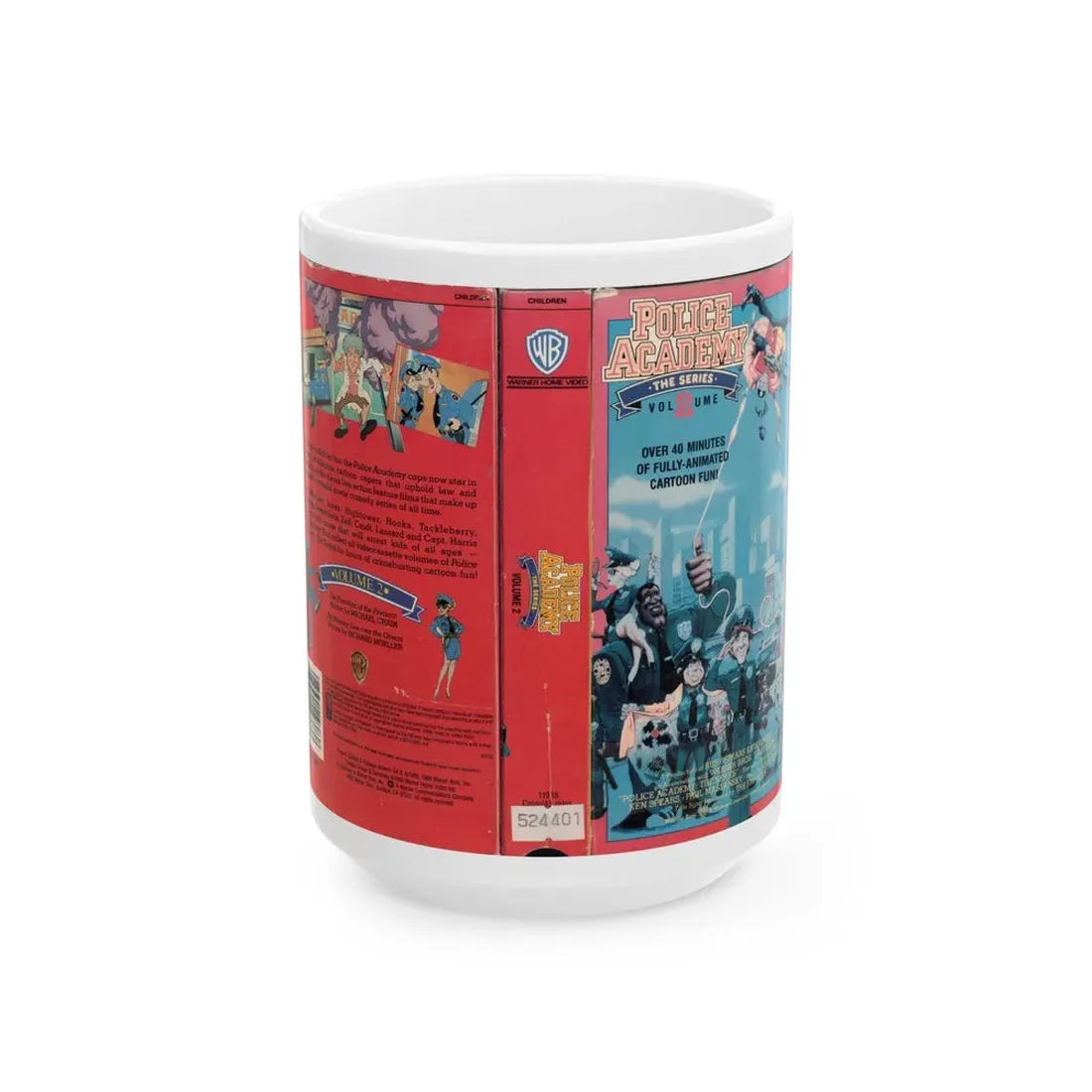 POLICE ACADEMY THE ANIMATED SERIES VOLUME 2 (VHS COVER) - White Coffee Mug 15oz - Go Mug Yourself