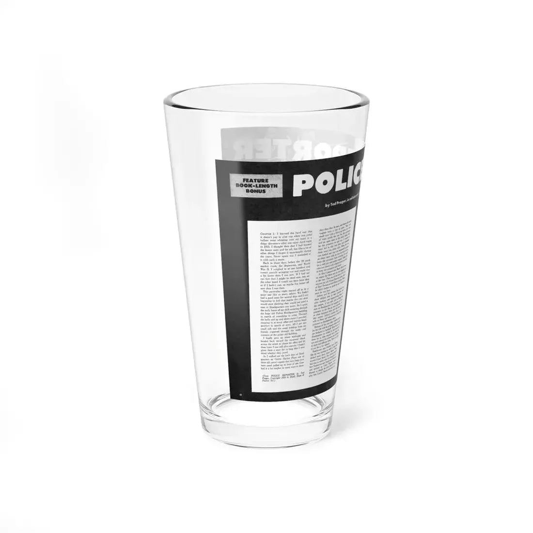 Police Reporter, Expose Detective, January 1959 (Magazine Illustration) Pint Glass 16oz - Go Mug Yourself