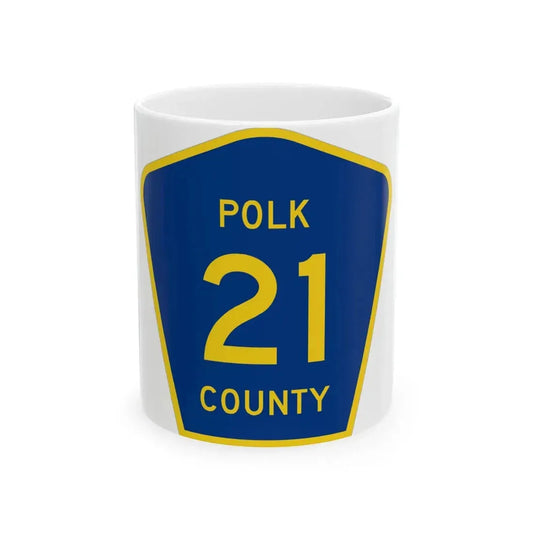 Polk County 21 (Minnesota) (Road Sign) White Coffee Mug 11oz - Go Mug Yourself