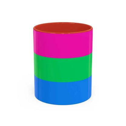 Polysexuality Pride Flag - Accent Coffee Mug 11oz Red - Go Mug Yourself