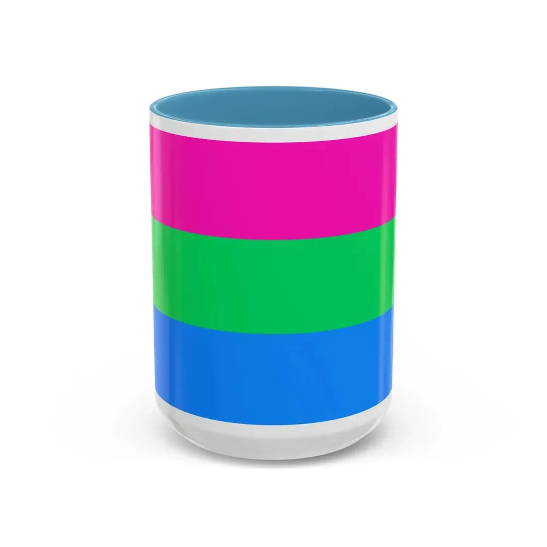 Polysexuality Pride Flag - Accent Coffee Mug 15oz Light Blue - Go Mug Yourself