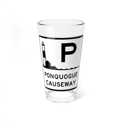 Ponquogue Cswy Shield (New York) (Road Sign) Pint Glass 16oz - Go Mug Yourself