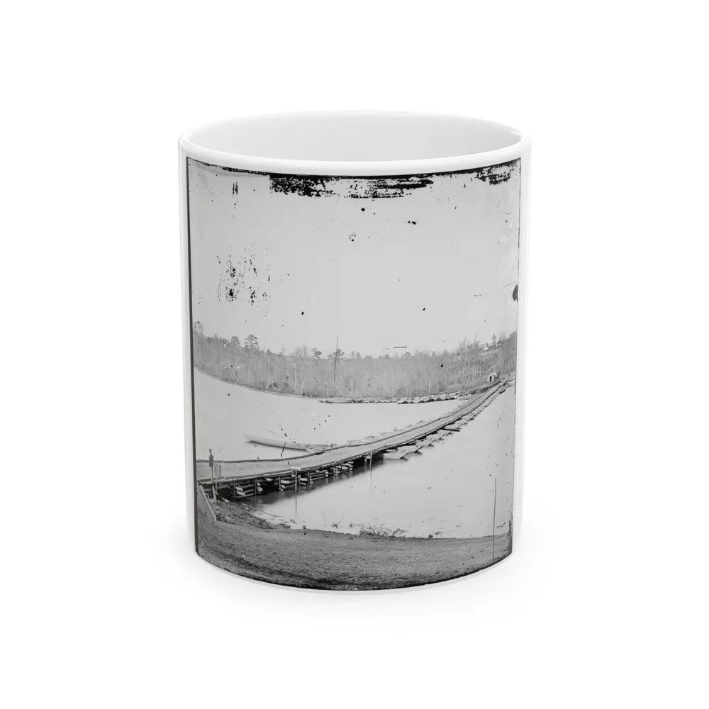 Pontoon Bridge Across The James River-2 (U.S. Civil War) White Coffee Mug-11oz-Go Mug Yourself