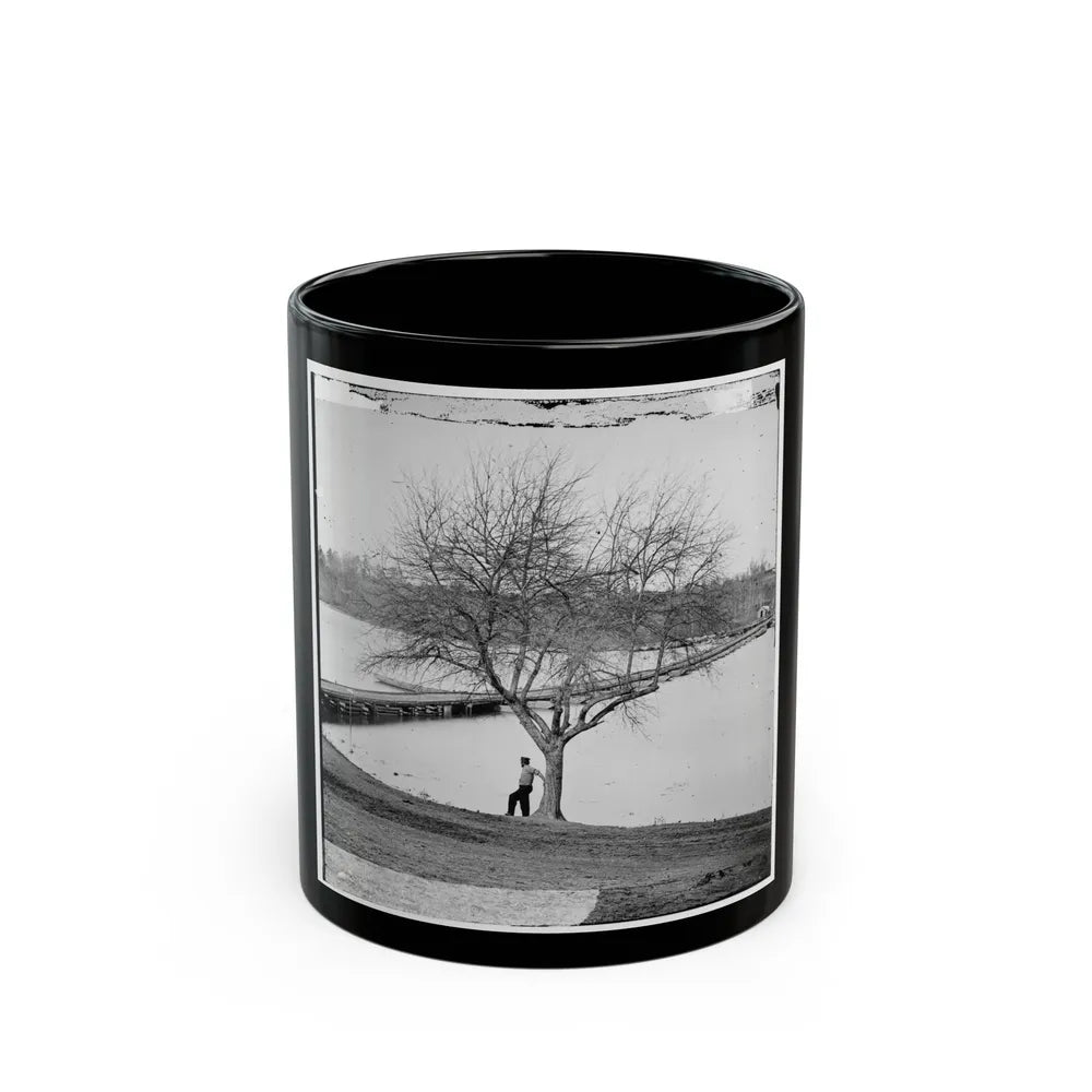 Pontoon Bridge Across The James River (U.S. Civil War) Black Coffee Mug-11oz-Go Mug Yourself