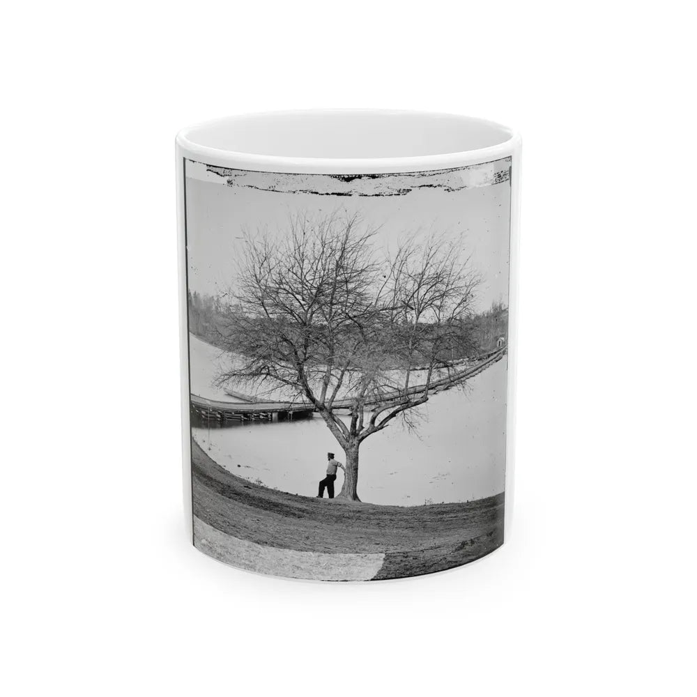 Pontoon Bridge Across The James River (U.S. Civil War) White Coffee Mug-11oz-Go Mug Yourself