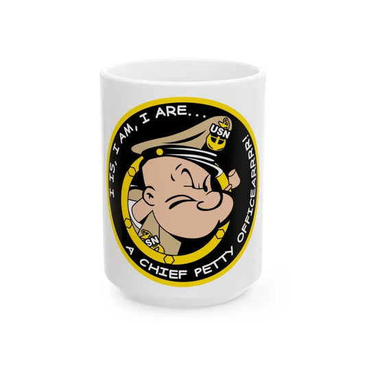 Popeye CPO (U.S. Navy) White Coffee Mug-15oz-Go Mug Yourself