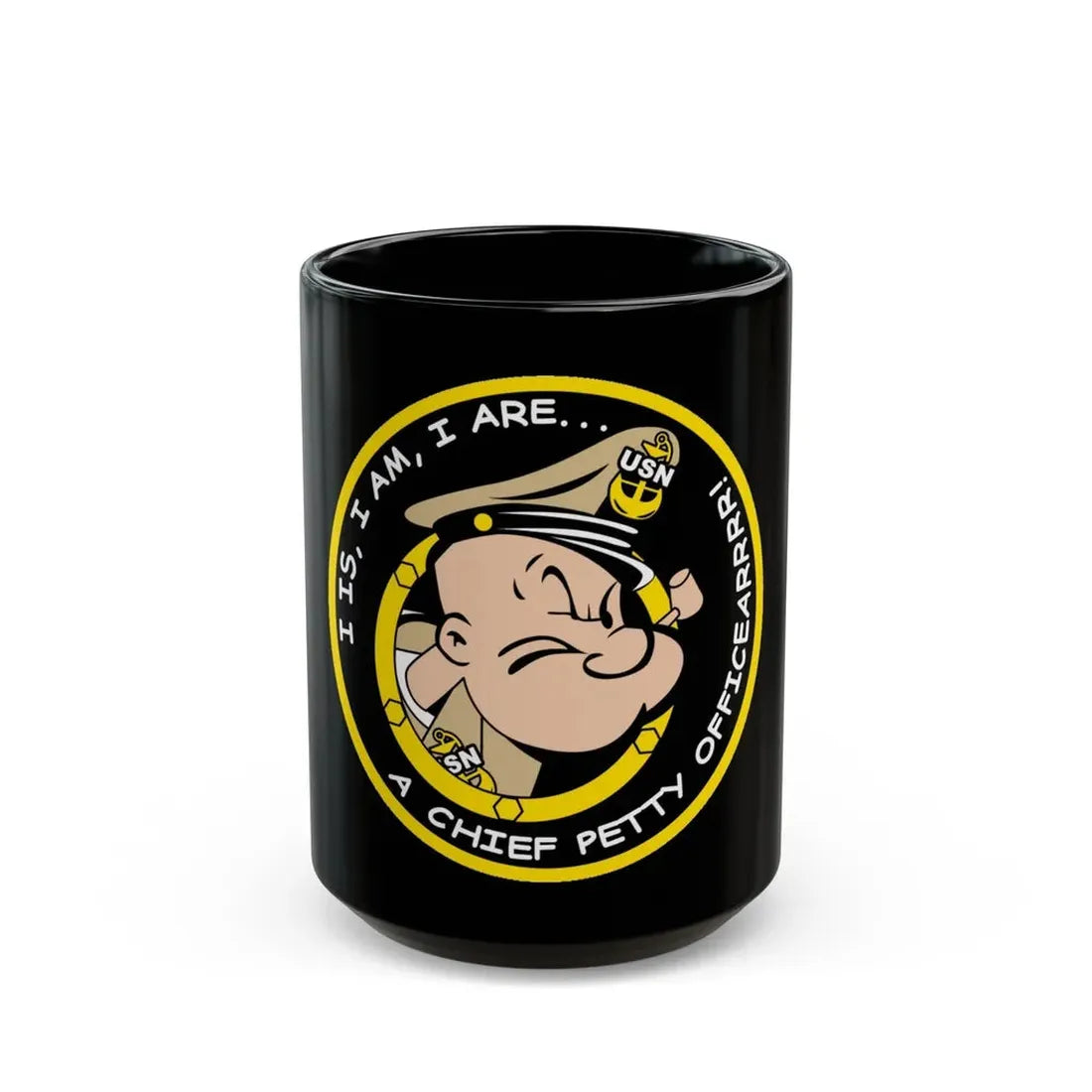 Popeye CPO (U.S. Navy) Black Coffee Mug - Go Mug Yourself