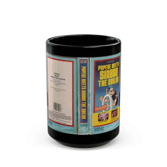 POPEYE MEETS SINBAD THE SAILOR (VHS COVER) - Black Coffee Mug 15oz - Go Mug Yourself