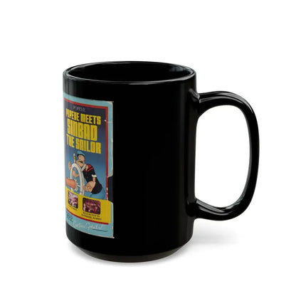 POPEYE MEETS SINBAD THE SAILOR (VHS COVER) - Black Coffee Mug - Go Mug Yourself