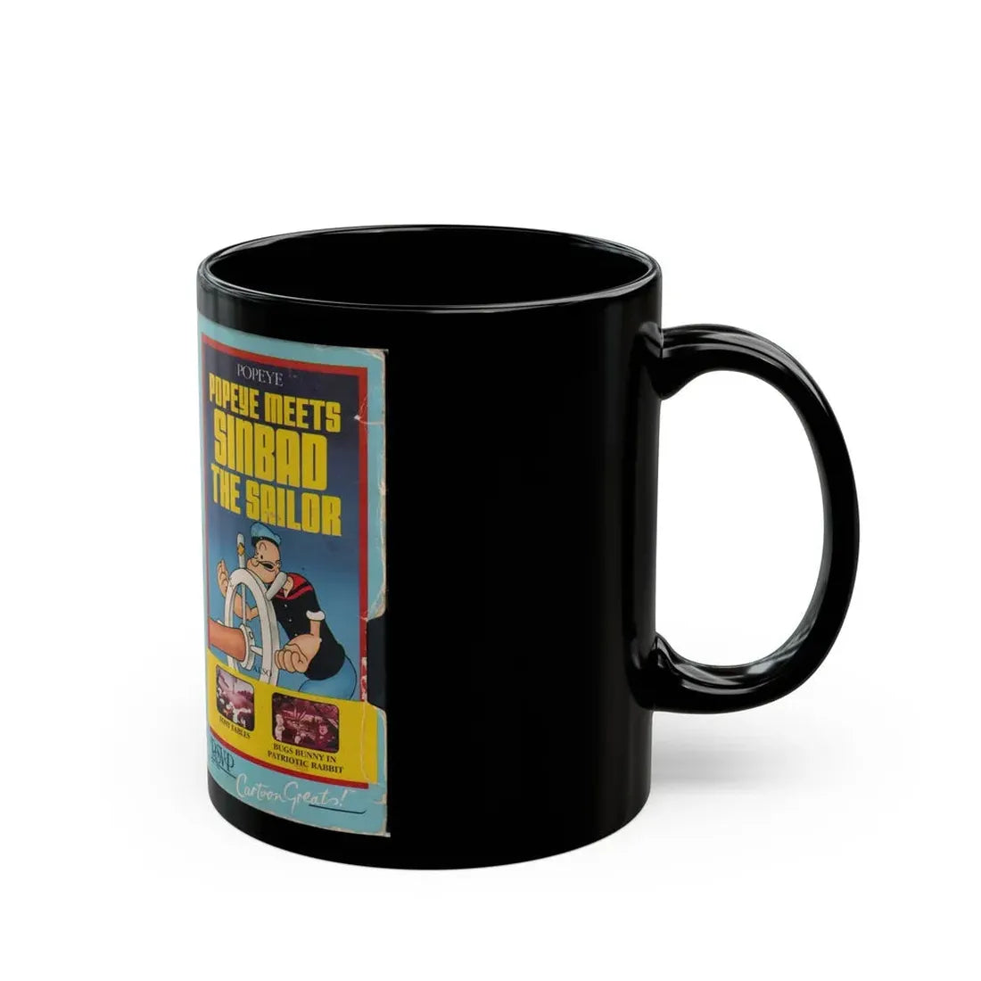 POPEYE MEETS SINBAD THE SAILOR (VHS COVER) - Black Coffee Mug - Go Mug Yourself