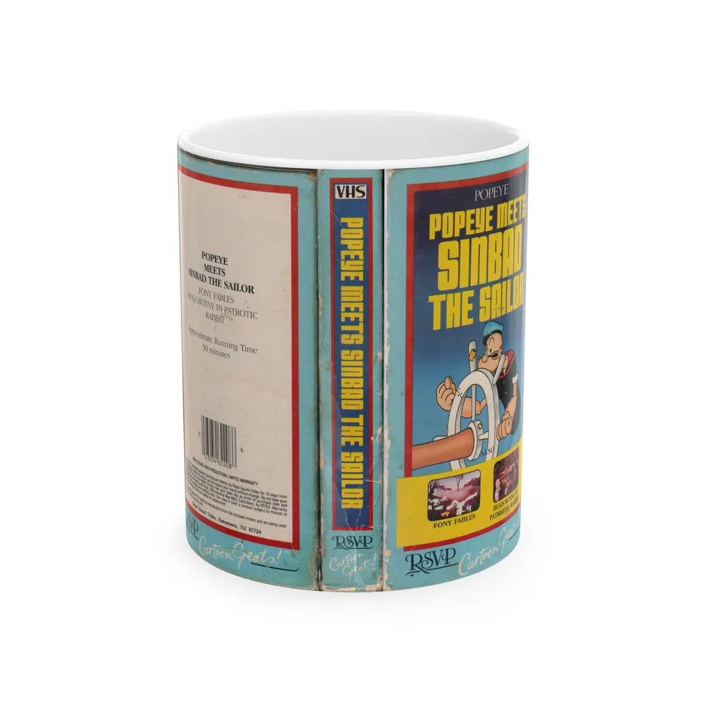 POPEYE MEETS SINBAD THE SAILOR (VHS COVER) - White Coffee Mug-11oz-Go Mug Yourself