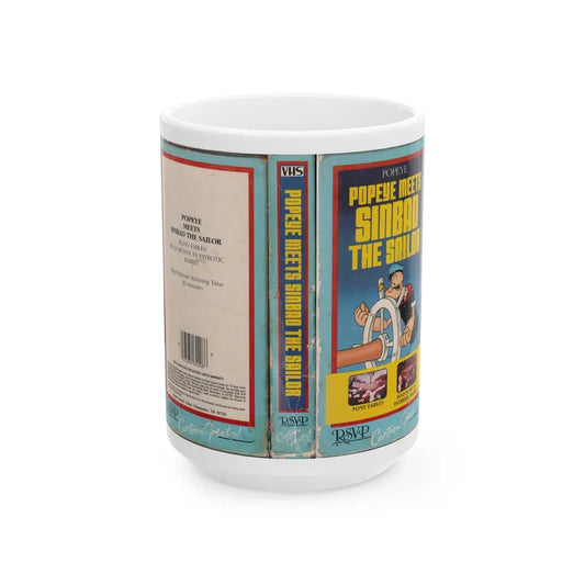 POPEYE MEETS SINBAD THE SAILOR (VHS COVER) - White Coffee Mug-15oz-Go Mug Yourself