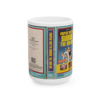 POPEYE MEETS SINBAD THE SAILOR (VHS COVER) - White Coffee Mug 15oz - Go Mug Yourself