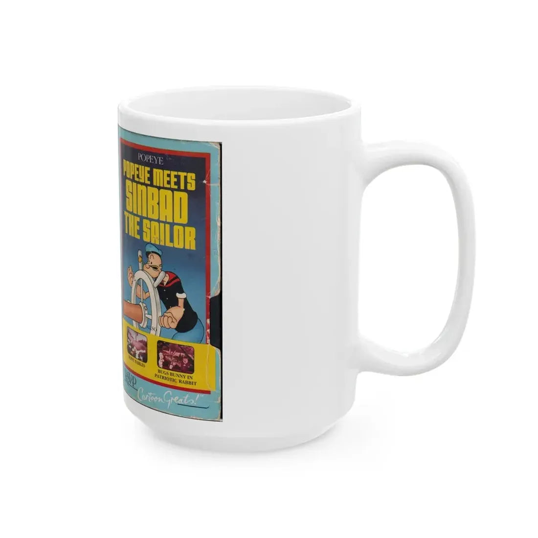 POPEYE MEETS SINBAD THE SAILOR (VHS COVER) - White Coffee Mug - Go Mug Yourself