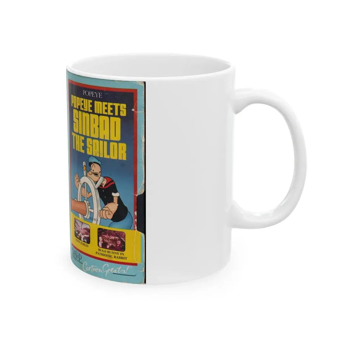 POPEYE MEETS SINBAD THE SAILOR (VHS COVER) - White Coffee Mug - Go Mug Yourself