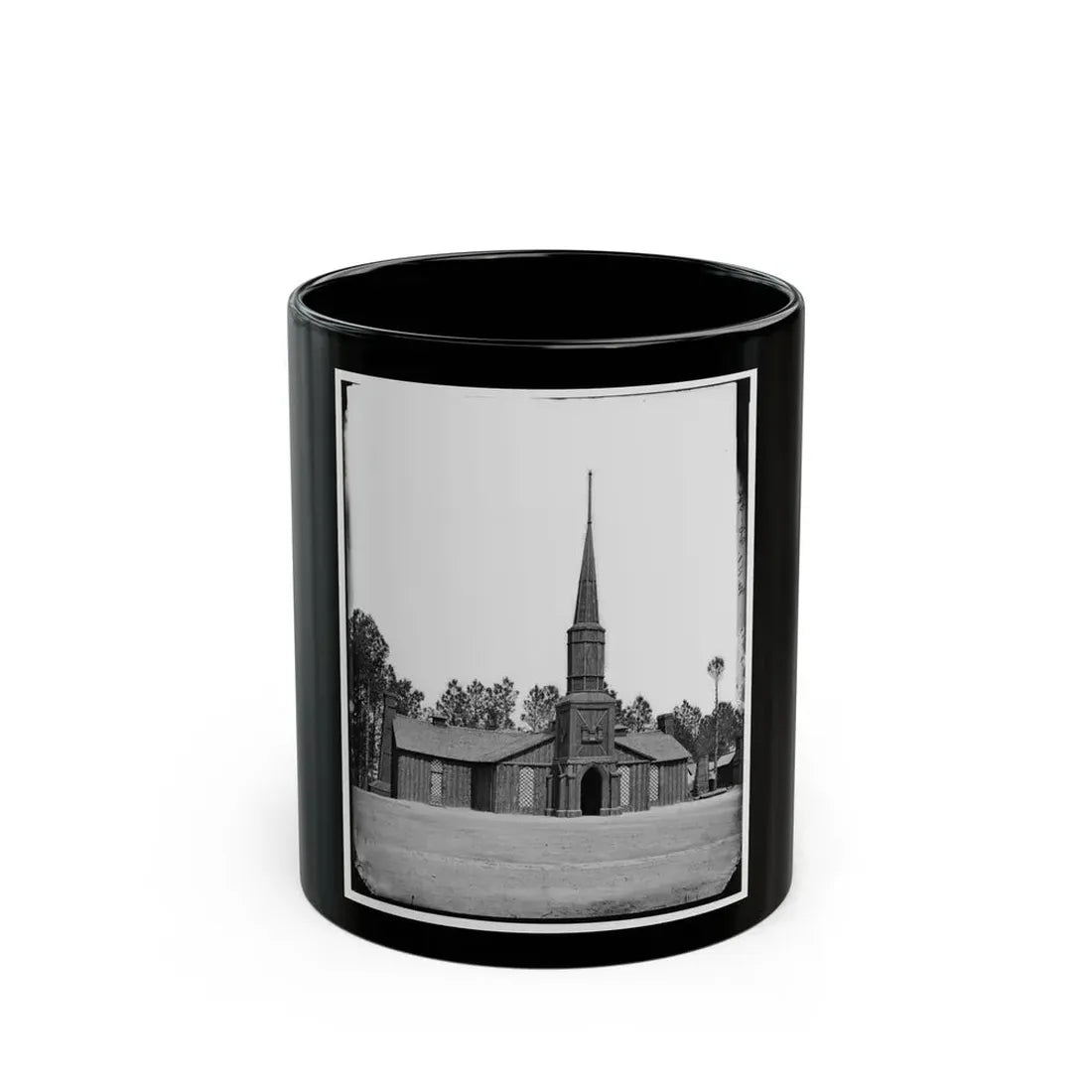 Poplar Grove, Va. Log Church Built By The 50th New York Engineers, With The Engineer Insignia Above The Door (U.S. Civil War) Black Coffee Mug 11oz - Go Mug Yourself