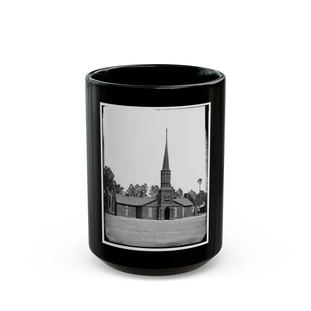 Poplar Grove, Va. Log Church Built By The 50th New York Engineers, With The Engineer Insignia Above The Door (U.S. Civil War) Black Coffee Mug-15oz-Go Mug Yourself