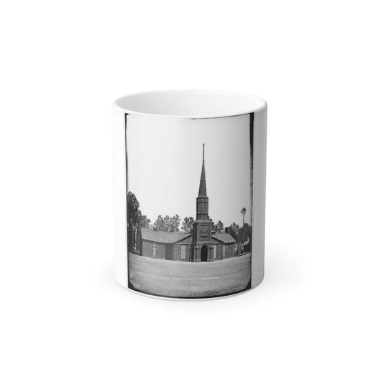 Poplar Grove, Va. Log Church Built by the 50Th New York Engineers, With the Engineer Insignia Above the Door (U.S. Civil War) Color Changing Coffee Mug 11oz-11oz-Go Mug Yourself