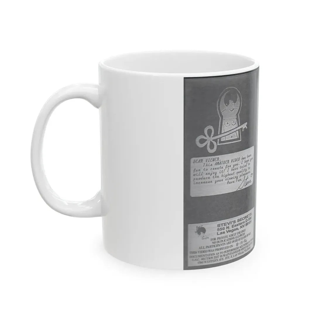 PORN STARS PIED STEVIS SECRETS (VHS COVER) - White Coffee Mug - Go Mug Yourself