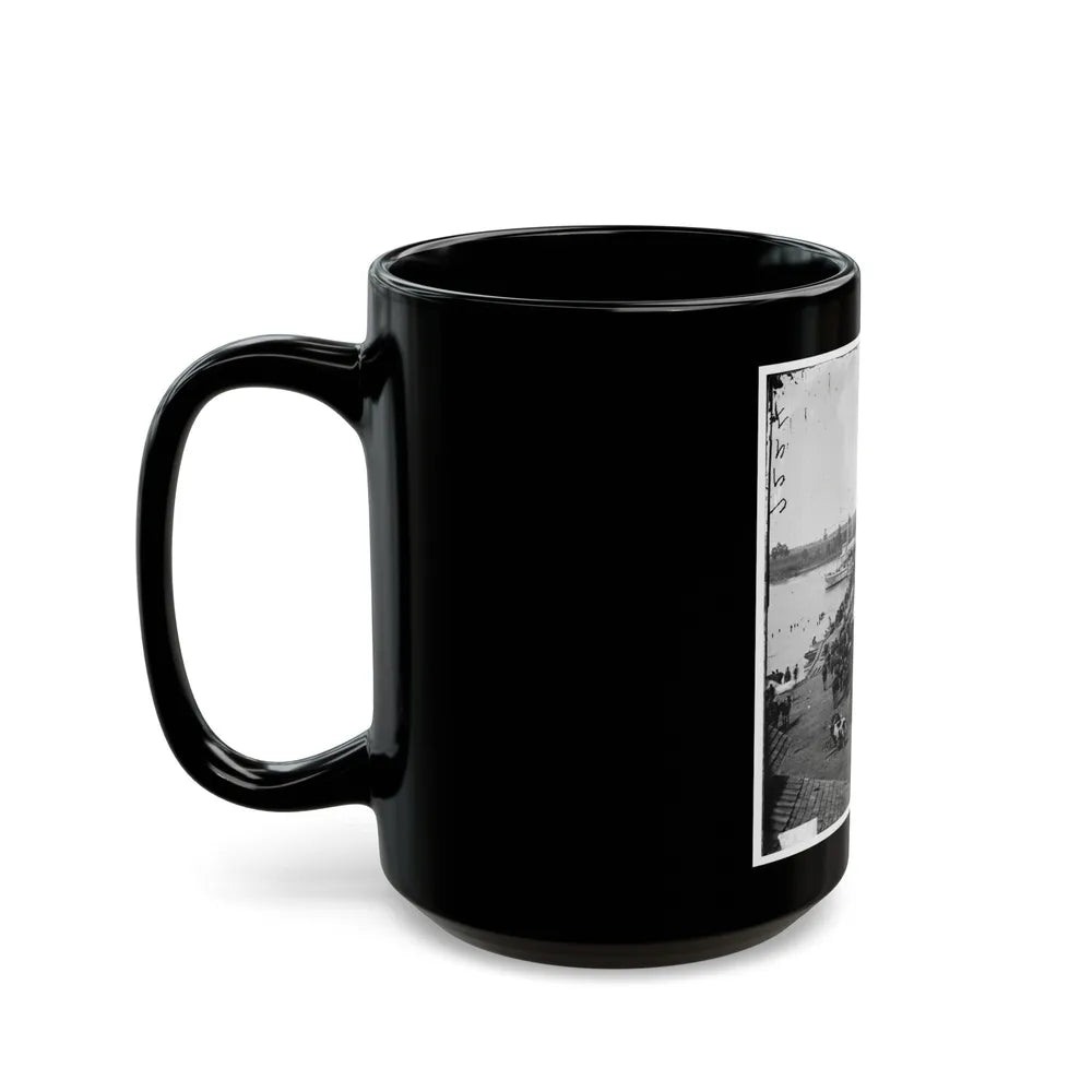 Port Royal, Va. Transports Being Loaded From A Pontoon Bridge During The Evacuation (U.S. Civil War) Black Coffee Mug-Go Mug Yourself