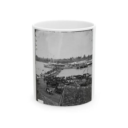 Port Royal, Va. Transports Being Loaded From A Pontoon Bridge During The Evacuation (U.S. Civil War) White Coffee Mug-11oz-Go Mug Yourself