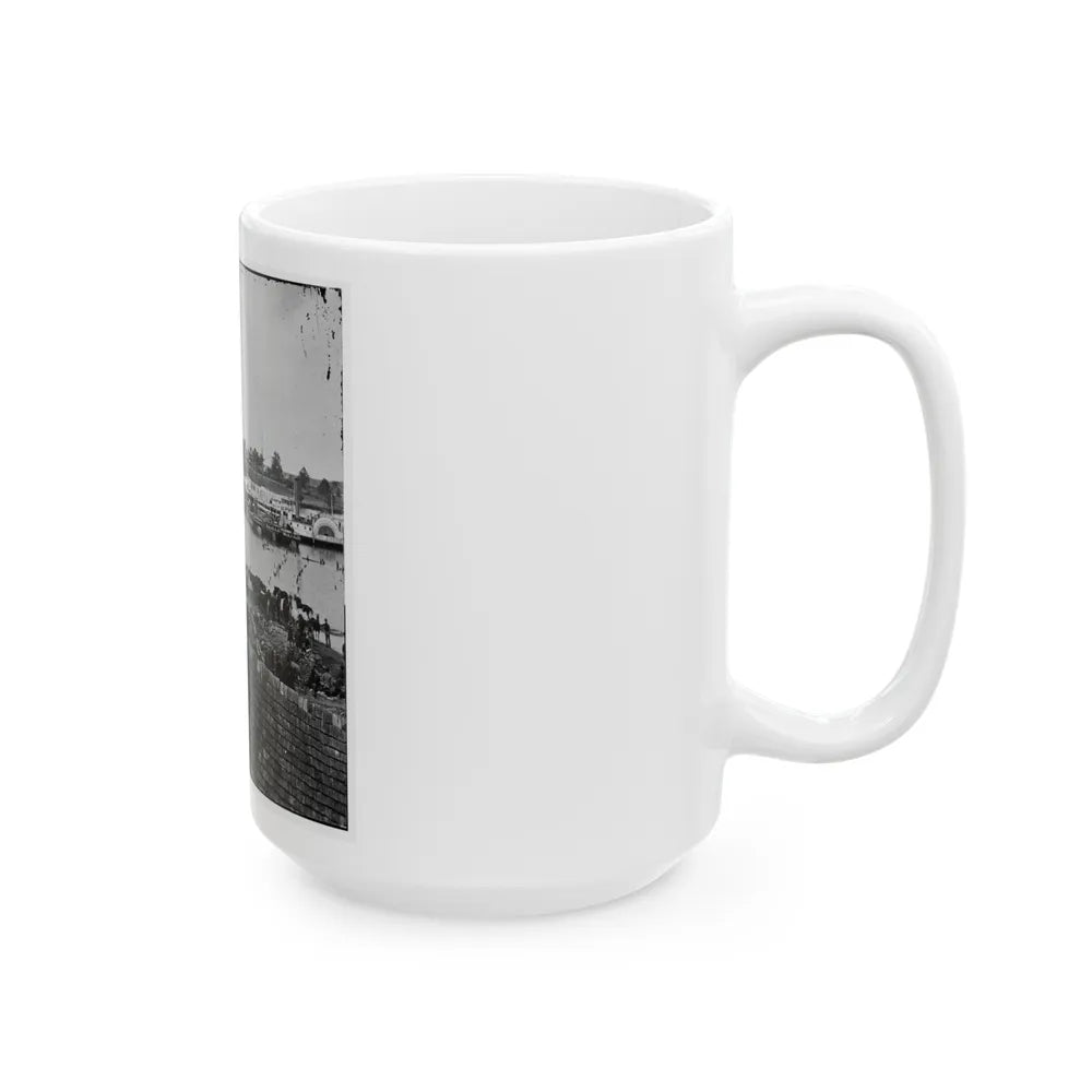 Port Royal, Va. Transports Being Loaded From A Pontoon Bridge During The Evacuation (U.S. Civil War) White Coffee Mug-Go Mug Yourself