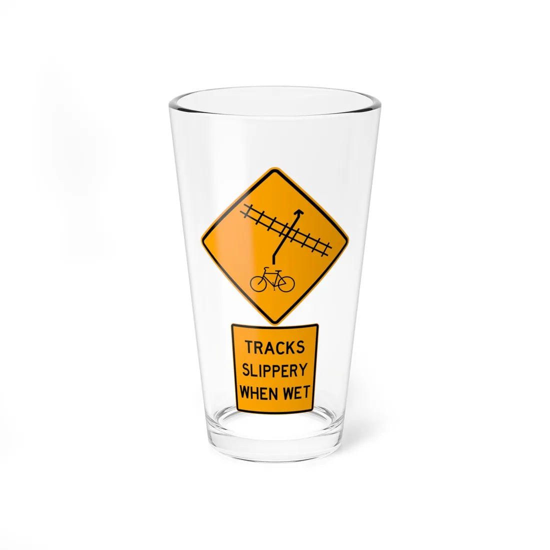 Portland bike path warning sign 01 (Oregon) (Road Sign) Pint Glass 16oz 16oz - Go Mug Yourself