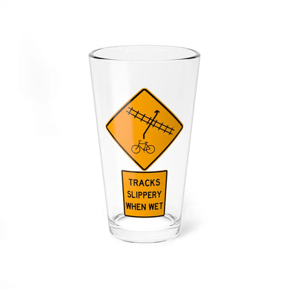 Portland bike path warning sign 01 (Oregon) (Road Sign) Pint Glass 16oz - Go Mug Yourself